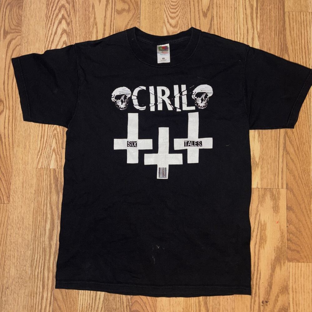 Vintage CIRIL Band Dark Metal Six Tales T-shirt Medium Black 90s 19x27